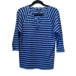 Chaps Women’s Blue Striped Shirt Size Small